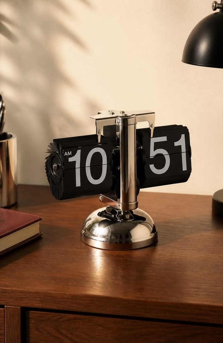 Horloge rétro Flip Flap chromée